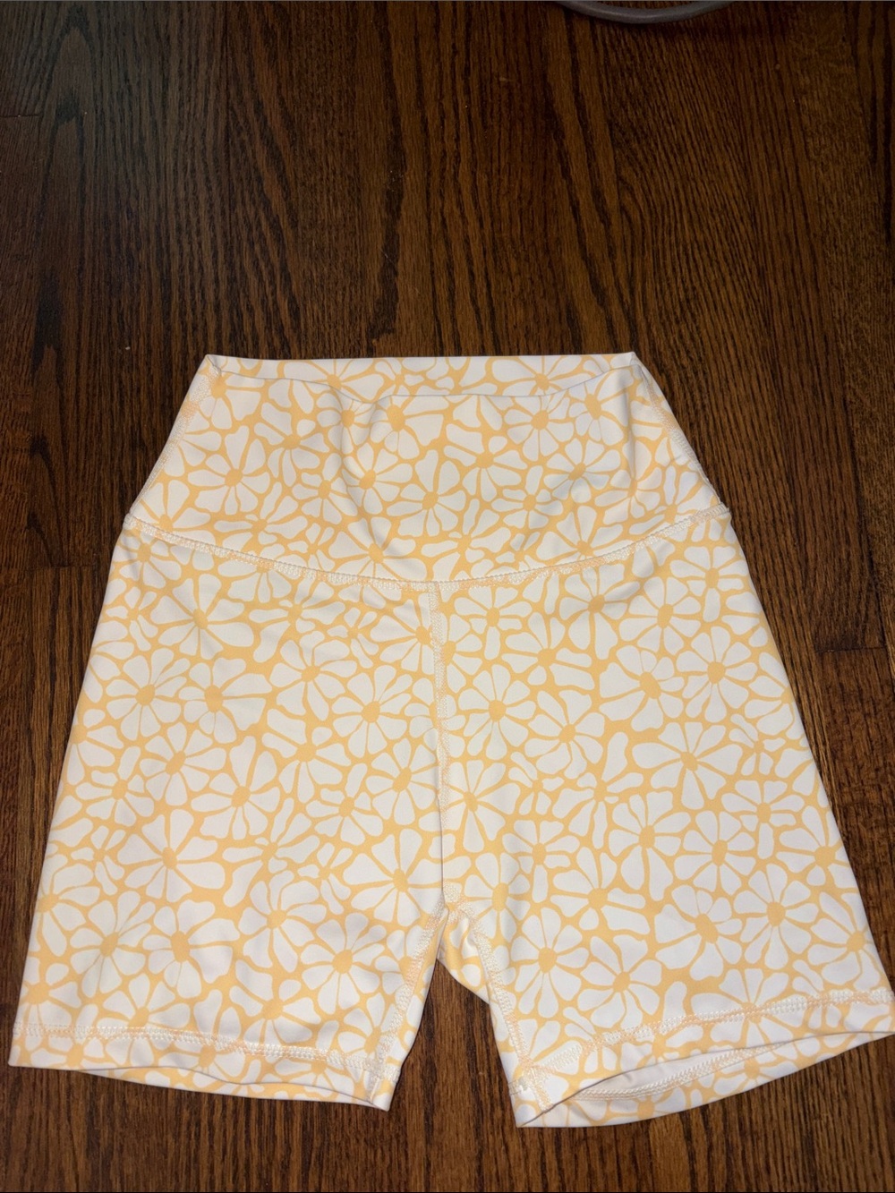 6 inch High-Rise Yellow Floral Bike Shorts for Women